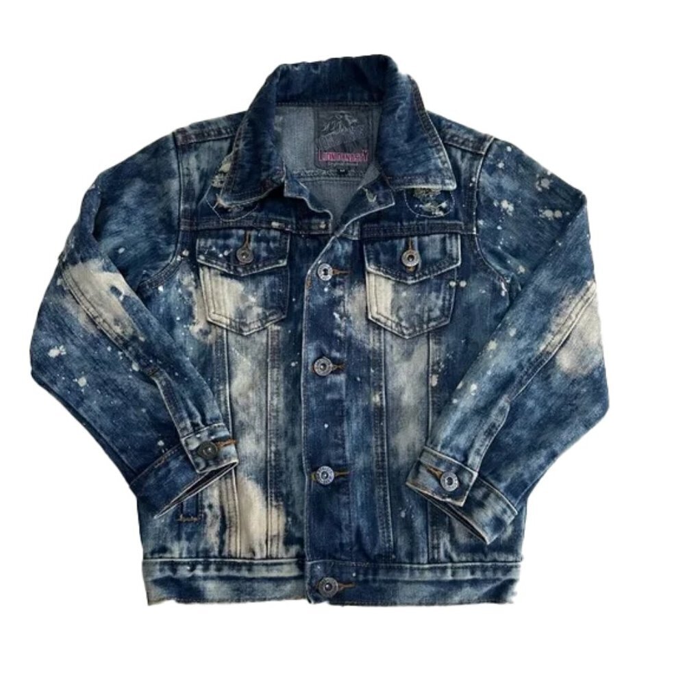❤️ LION DYNASTY GIRLS the dye denim jean jacket size medium